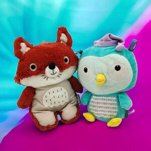 Rare Vintage Hallmark Little Baby Fox & Goodnight Kisses Owl Plush Stuffed Toy